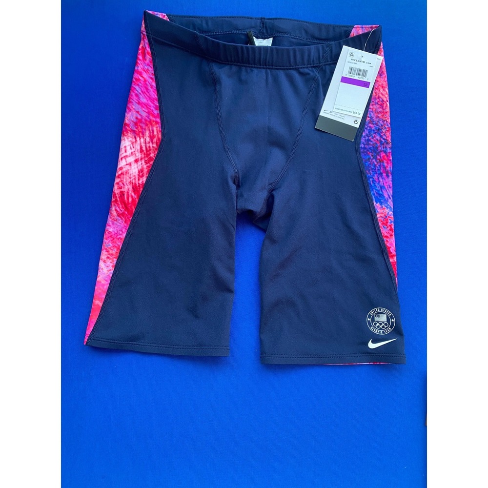 Nike Swim Team USA Olympic Jammers Navy Pink Abstract Print Size 32 NWT NESSE037